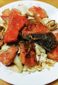 秋生鮭とキャベツの味噌マヨ炒め
