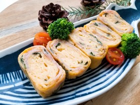 お弁当に 変わり卵焼き☆シソベーコン☆