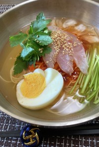 韓国風グルメ・ムルフェ冷素麺♪(水刺身)