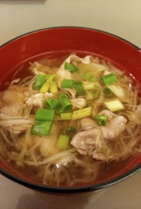 キャベツと豚こまの鶏ガラポン酢スープ