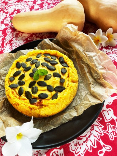 ヴィーガンかぼちゃ豆腐チーズケーキの写真