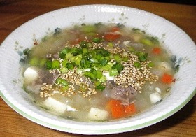 牛肉と豆腐のピリ辛とろみスープ