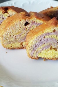 マーブルケーキ（紫いも＋カボチャ）