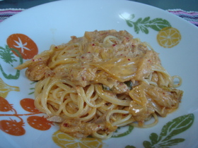 ツナとキムチのクリームパスタ
