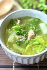 レンジで！白菜と鯖缶のカレー風味スープ