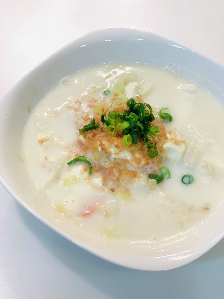 残り野菜と豆腐で簡単ヘルシー豆乳スープの画像