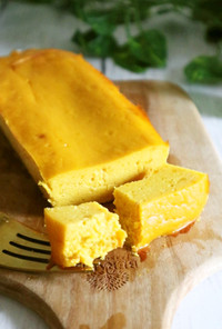 材料5つ◎かぼちゃ豆腐チーズケーキ