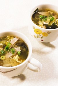 レタスとハムの中華スープ