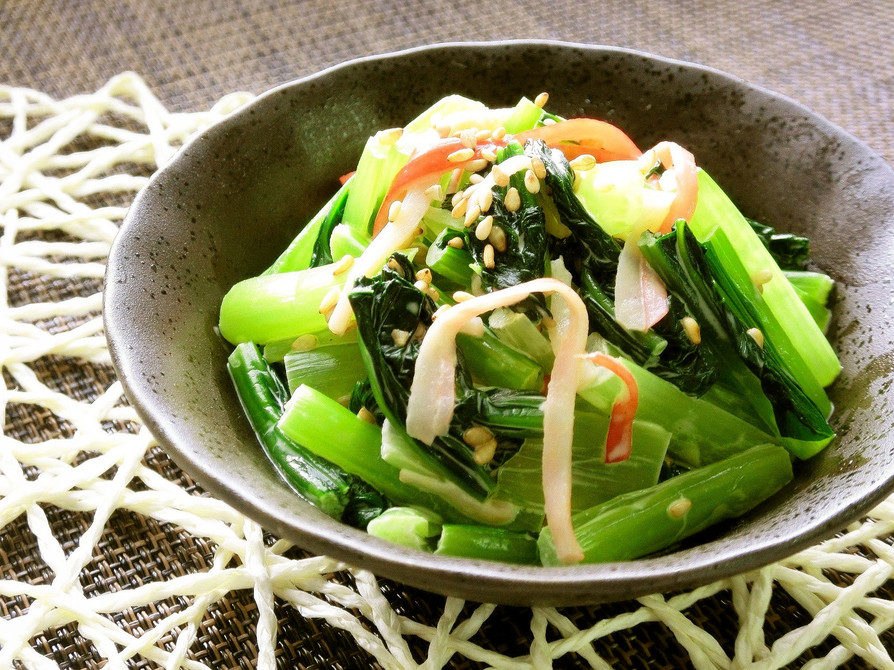 【副菜】小松菜とカニカマのからしマヨ和えの画像