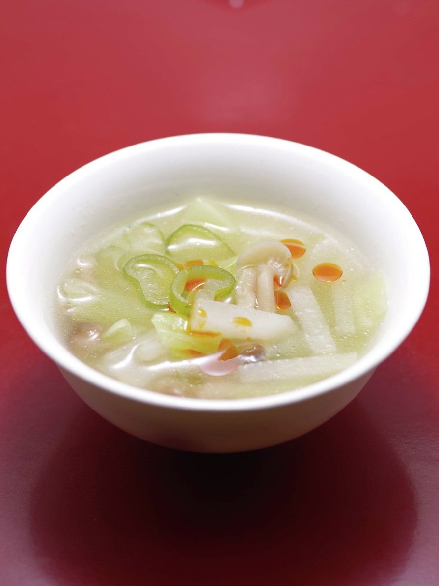 簡単！倹約！鶏皮の茹で汁で中華スープの画像