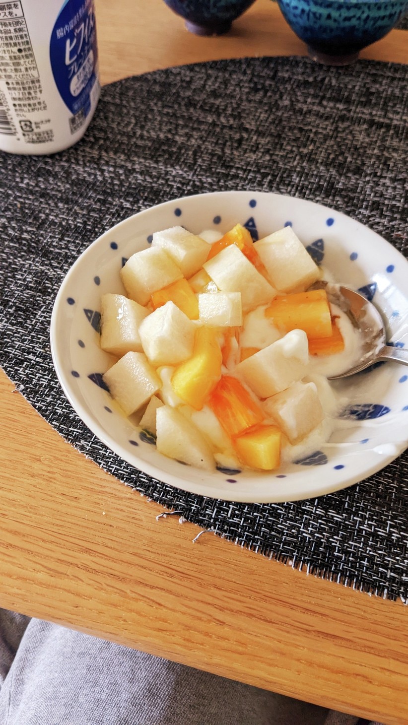 秋の味覚❀梨と柿のヨーグルト❀朝食の画像