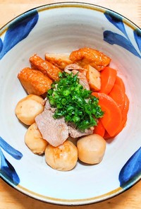 豚こま肉と里芋と薩摩揚げの中華炒め