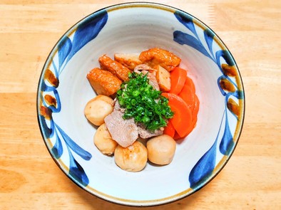 豚こま肉と里芋と薩摩揚げの中華炒めの写真