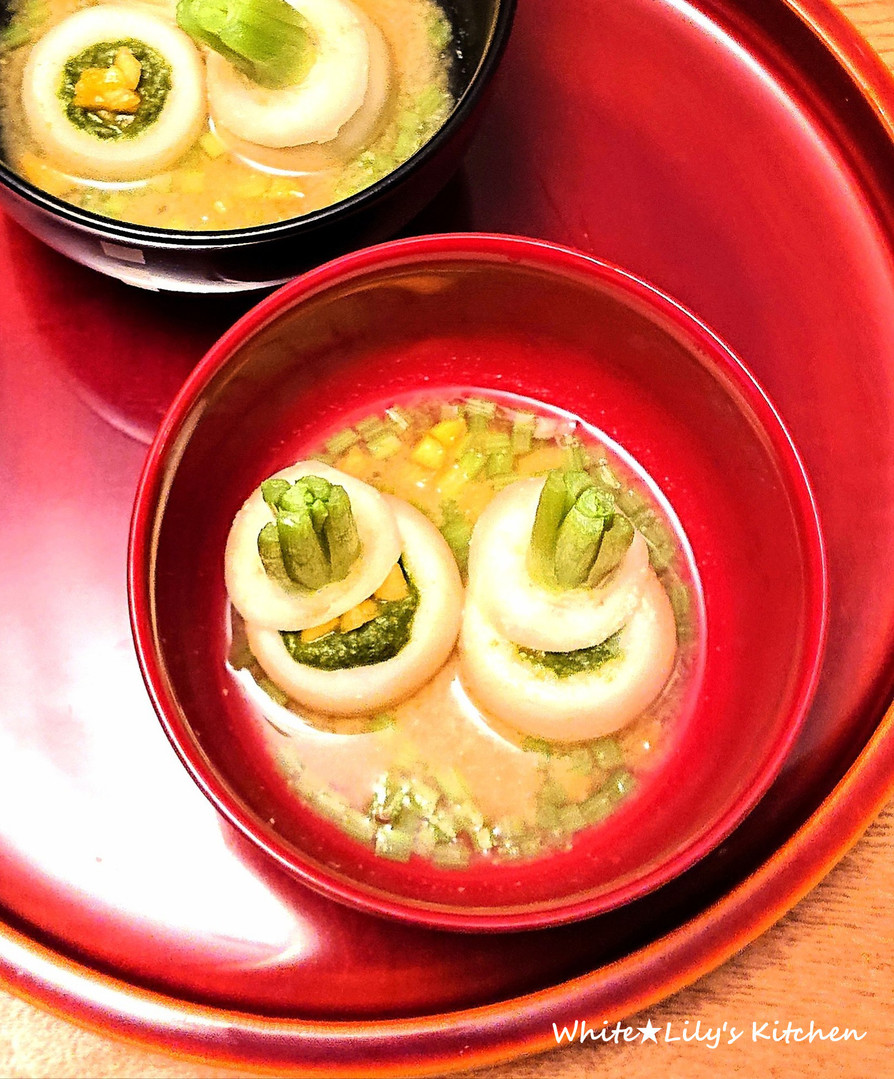 料亭風3色味噌汁⭐蕪にほうれん草ペーストの画像