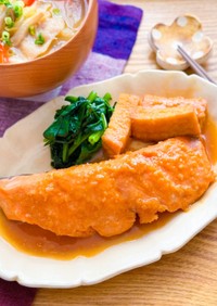 甘めの味付け♩鮭と厚揚げの味噌煮