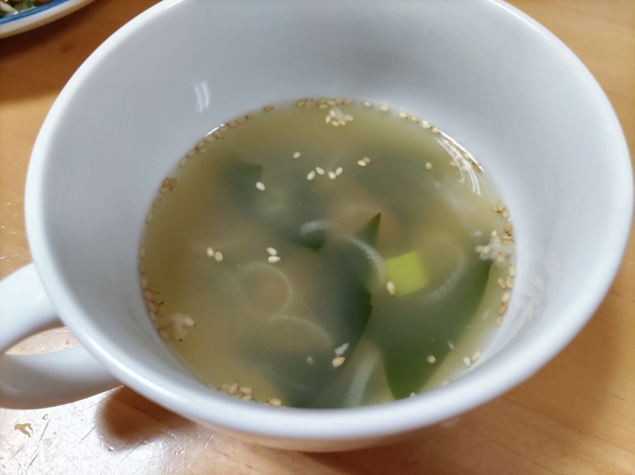 納豆のネギワカメ中華スープの画像