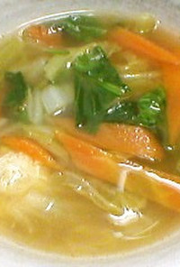 レンチン簡単！白菜と小松菜つくね汁