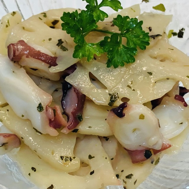 レンコンとタコを炒めておしゃれなマリネに レシピ 作り方 By ユミエド クックパッド 簡単おいしいみんなのレシピが378万品