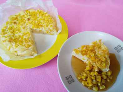 スイートコーンのバスク風チーズケーキの写真