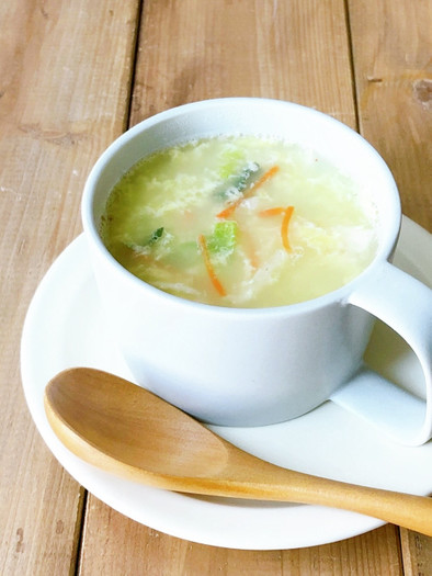 ５分で簡単♪白菜漬けの玉子スープの写真