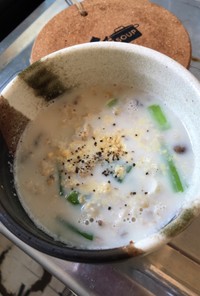 【ズボラ】きのこと小松菜のオートミール粥