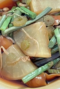 レンジで簡単！山菜と大根の煮物