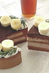 バナナとチョコレートのムースケーキ