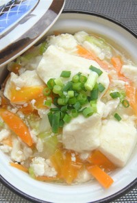 豆腐と鶏ひき肉、白菜のトロトロ丼