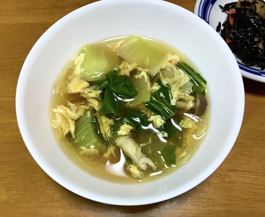 チンゲン菜と卵のあったかスープの画像