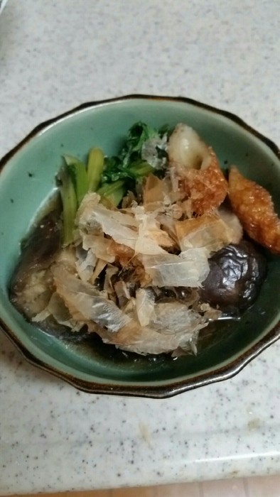 なすと小松菜、ちくわの煮浸しの写真