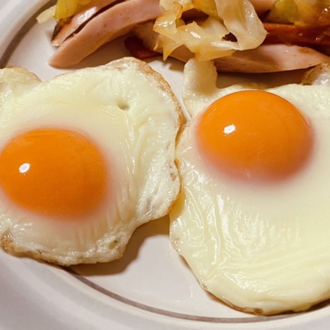 卵1個で2個分気分の目玉焼き
