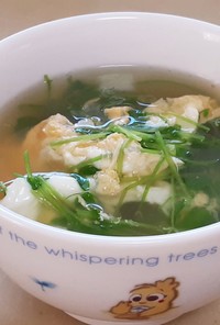 豆苗とたまごの中華スープ
