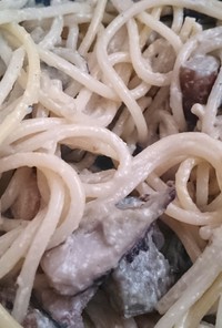 茄子と椎茸の豆乳クリームパスタ(かぼす)