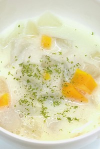 時短簡単！里芋と残り野菜で豆乳スープ