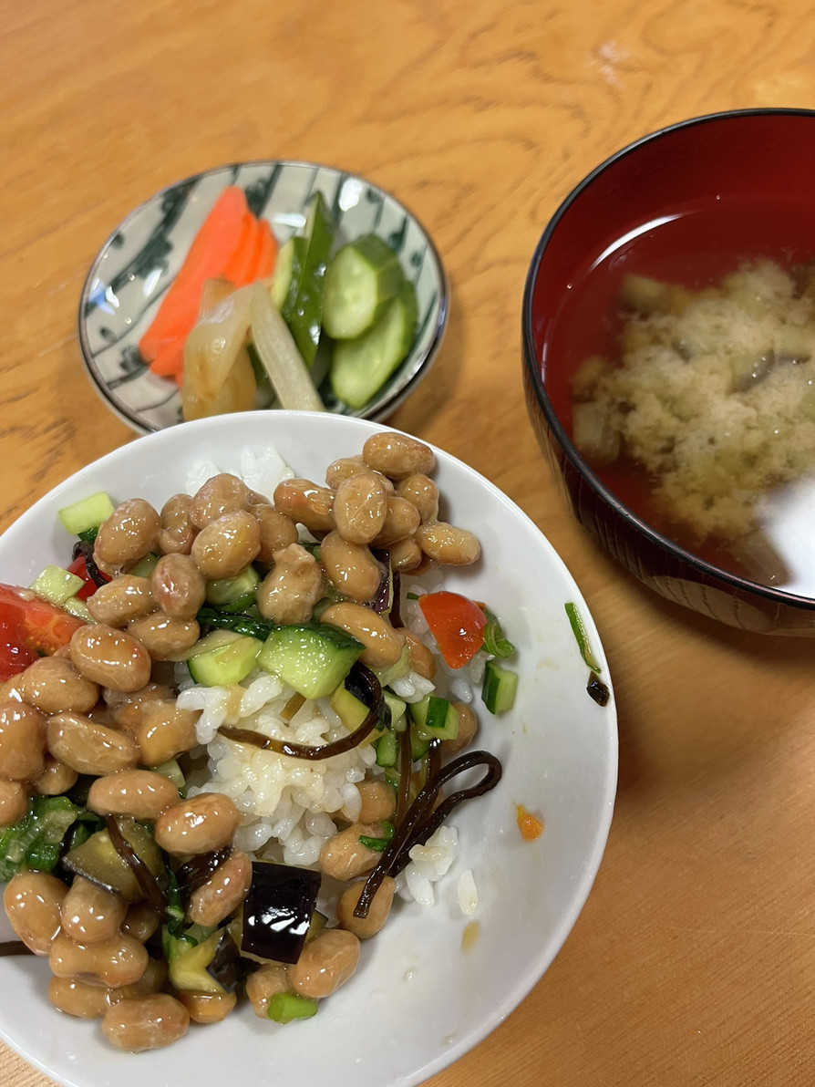 野菜たっぷり山形のだし納豆ご飯の画像