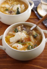 ☆簡単☆キムチと豆腐のふわたまスープ