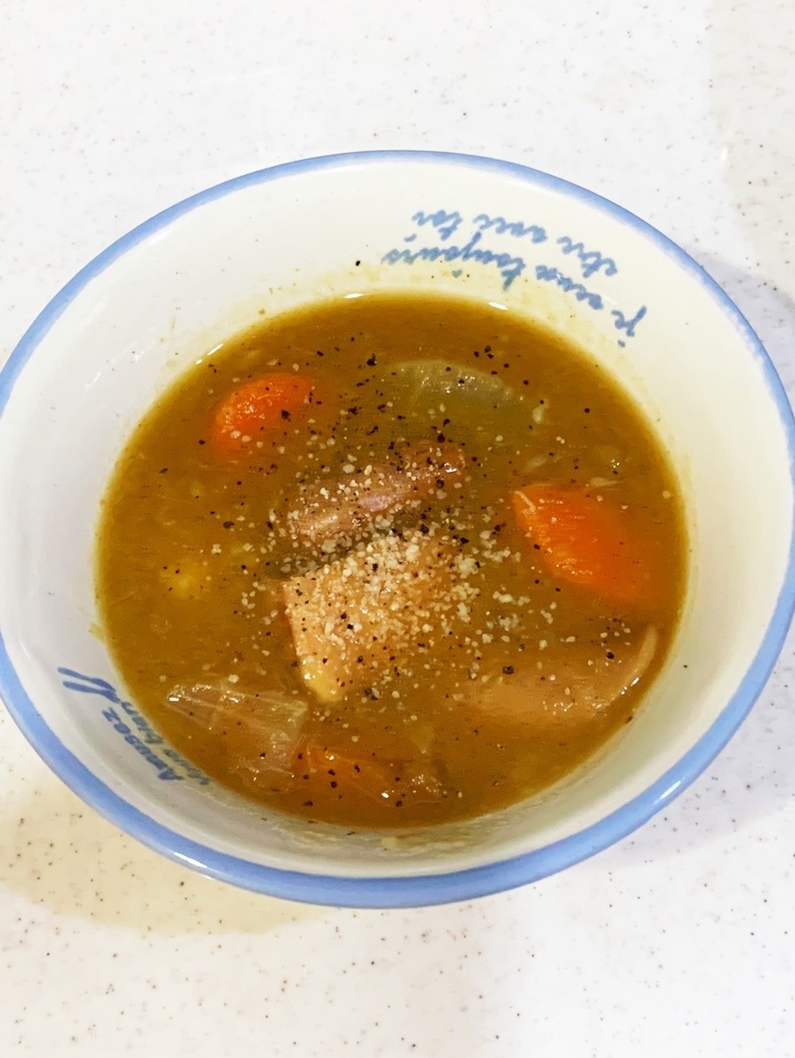ポトフのリメイクでカレースープの画像
