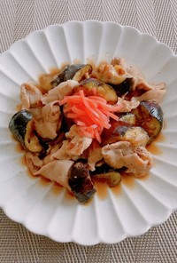 紅生姜の汁をソースに！豚肉と茄子の炒め物