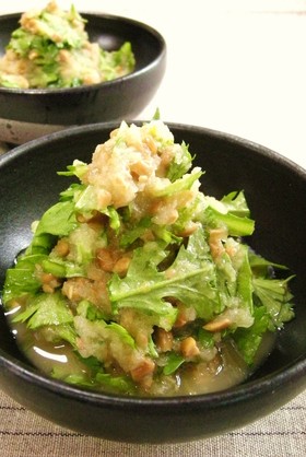 生の春菊 からし納豆おろし和え