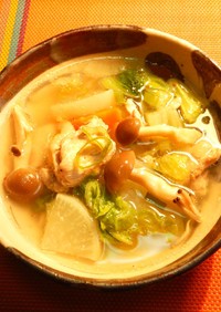 鶏と冬野菜の塩スープ・簡単ぽかぽかワン鍋