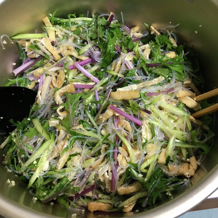 お揚げ(干し豆腐)と水菜の中華サラダの画像