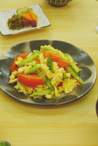 阿蘇野菜で簡単！トマトとアスパラの卵炒め