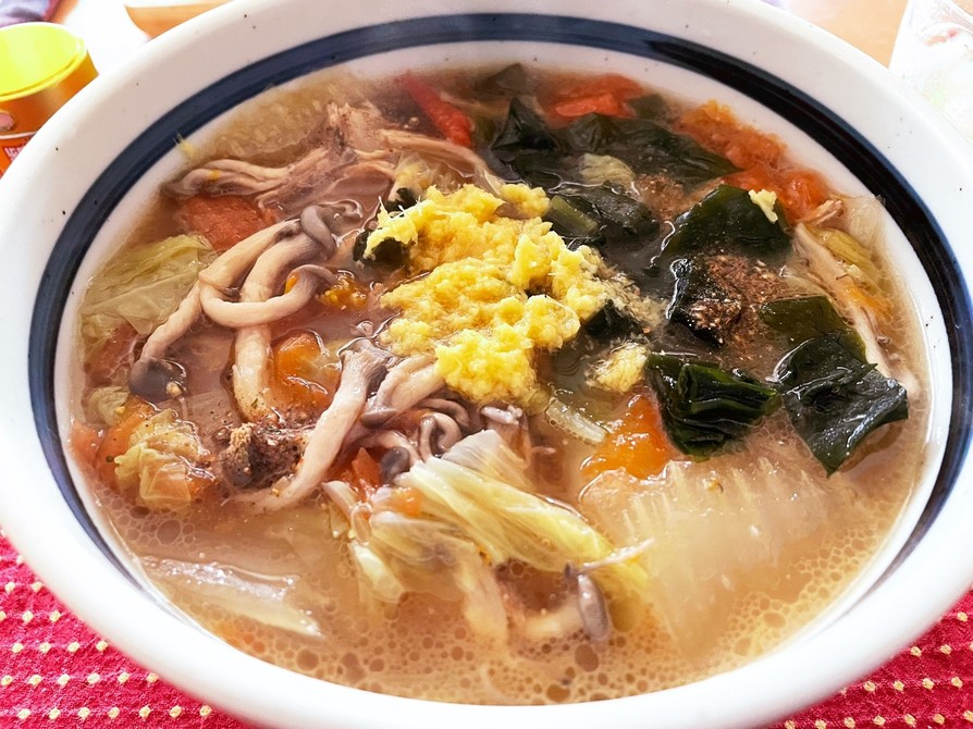 おろし生姜と野菜スープの味噌ラーメンの画像