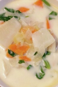 【簡単】冷凍塩鮭のあっさりクリームスープ