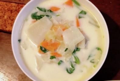【簡単】冷凍塩鮭のあっさりクリームスープの写真