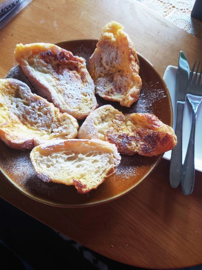 フランスパンフレンチトーストで朝パン♪の写真