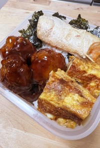 肉団子の甘酢餡かけ☆塩じゃけハラス弁当！
