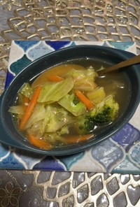 手抜き鶏肉とクズ野菜の蒸し煮とスープ