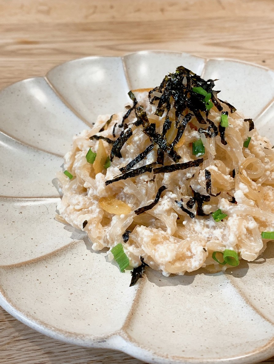 明太子と豆腐クリームの白滝パスタ風の画像