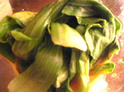 簡単：レンジ１分：青梗菜の味噌酒生姜和えの写真